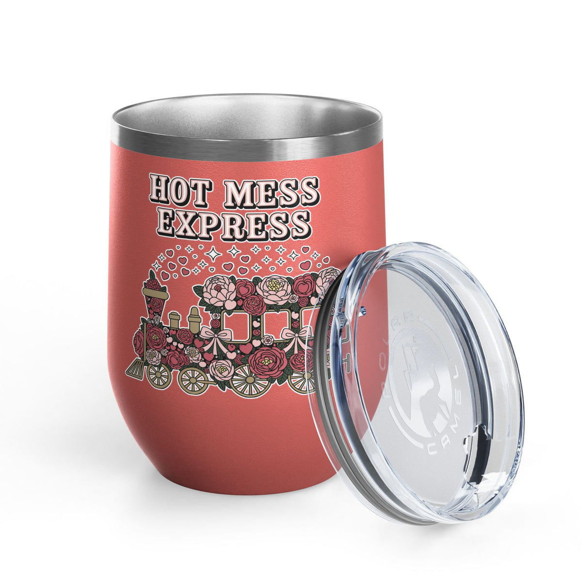 Hot Mess Express Wine Tumbler, Floral Drinkware, Funny Gift for Busy Moms, Besties, Coworkers and Chaos Coordinators
