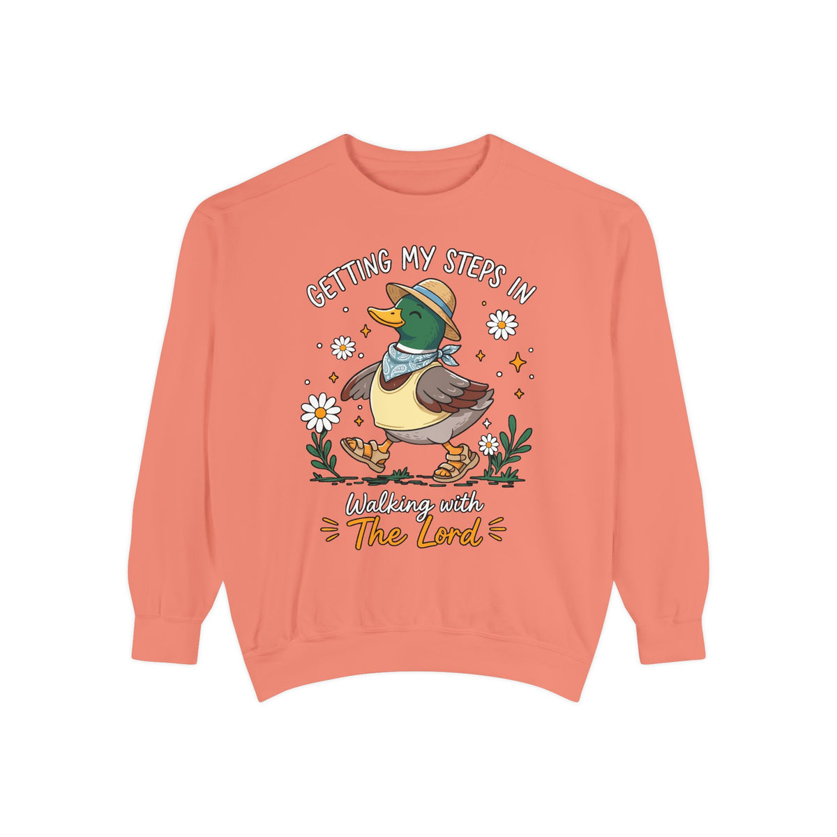 Christian Duck Comfort Colors Sweatshirt, Walking with the Lord Crewneck, Cute Faith Based Duck Sweatshirt, Inspirational Christian Gift
