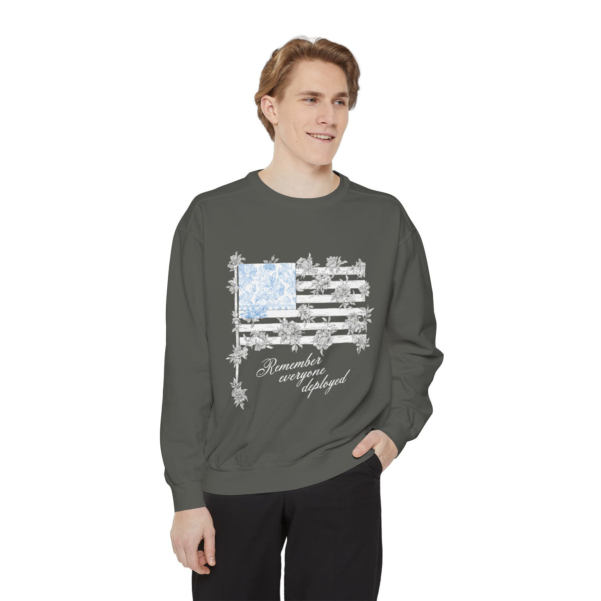 Military Deployment Comfort Colors Sweatshirt, Remember Everyone Deployed Crewneck, Patriotic Floral American Flag Sweatshirt, Support Our Troops Pullover