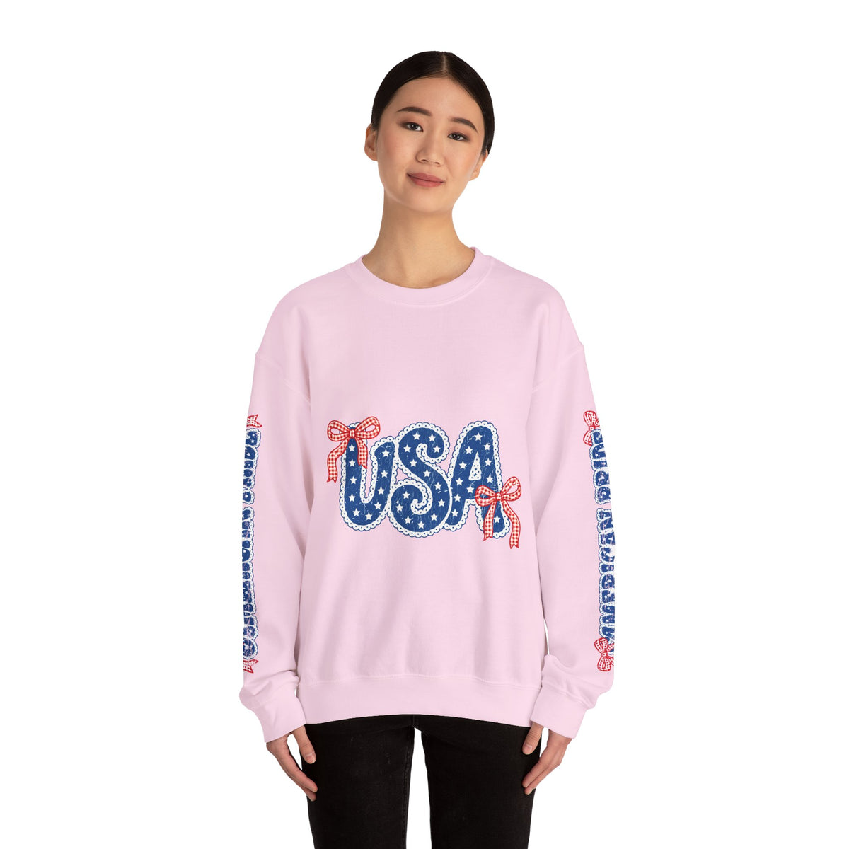 USA Patriotic Sweatshirt, American Flag Ribbon Pullover, Vintage Stars and Stripes Top, Fourth of July Outfit, Americana Gift for Women