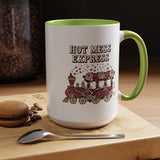 Hot Mess Express Coffee Mug, Pink Floral Train with Bows and Hearts, Funny Birthday Gift for a Busy Mom or Best Friend's Daily Coffee Break