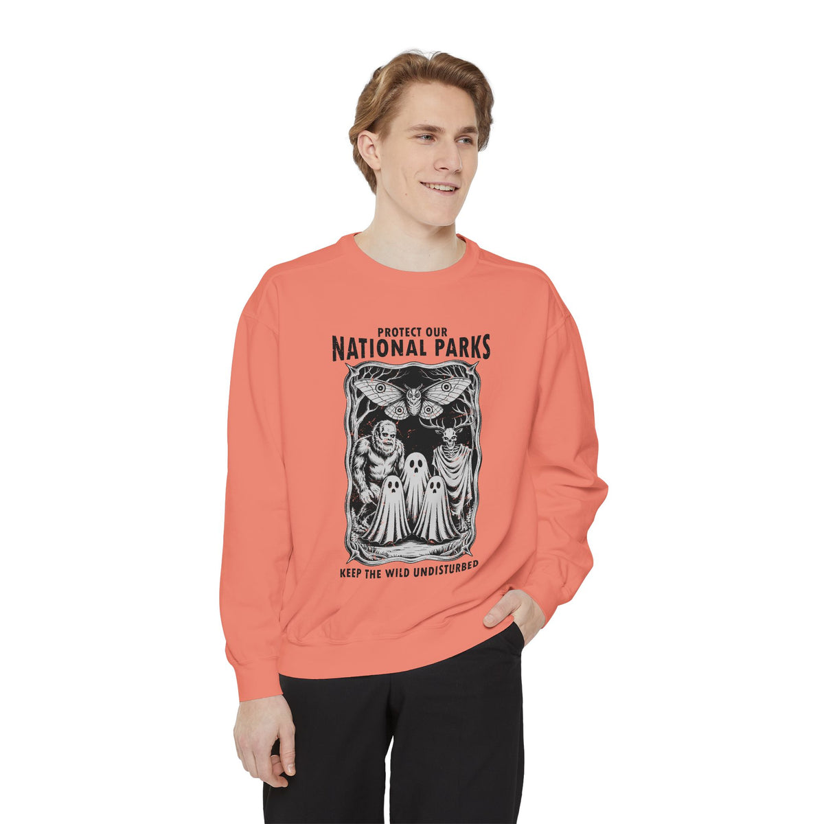 Protect Our National Parks Comfort Colors Sweatshirt, Gothic Nature Lover Crewneck, Cryptid Halloween Outdoor Adventure Gift