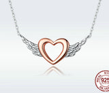Heart-Shaped Necklace Love Wings Pendant Popular Two-Tone Plated Charm