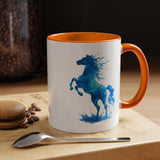 Blue Water Horse Mug, Abstract Horse Lover Coffee Mug, Majestic Stallion Art Cup, Equestrian Gift for Horse Lovers