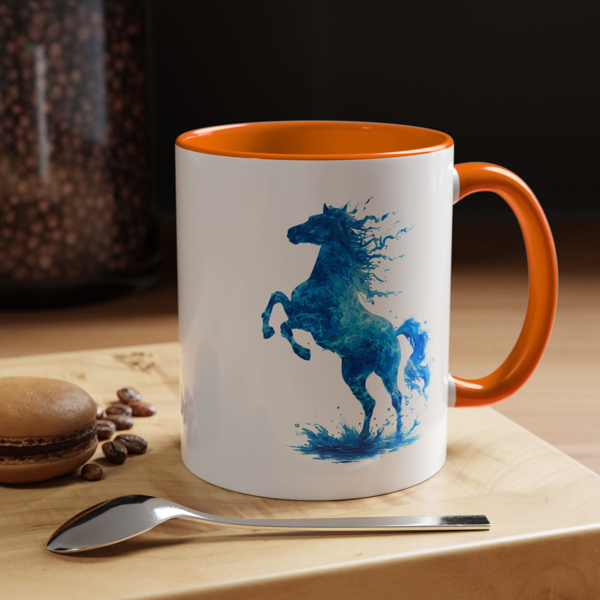 Blue Water Horse Mug, Abstract Horse Lover Coffee Mug, Majestic Stallion Art Cup, Equestrian Gift for Horse Lovers