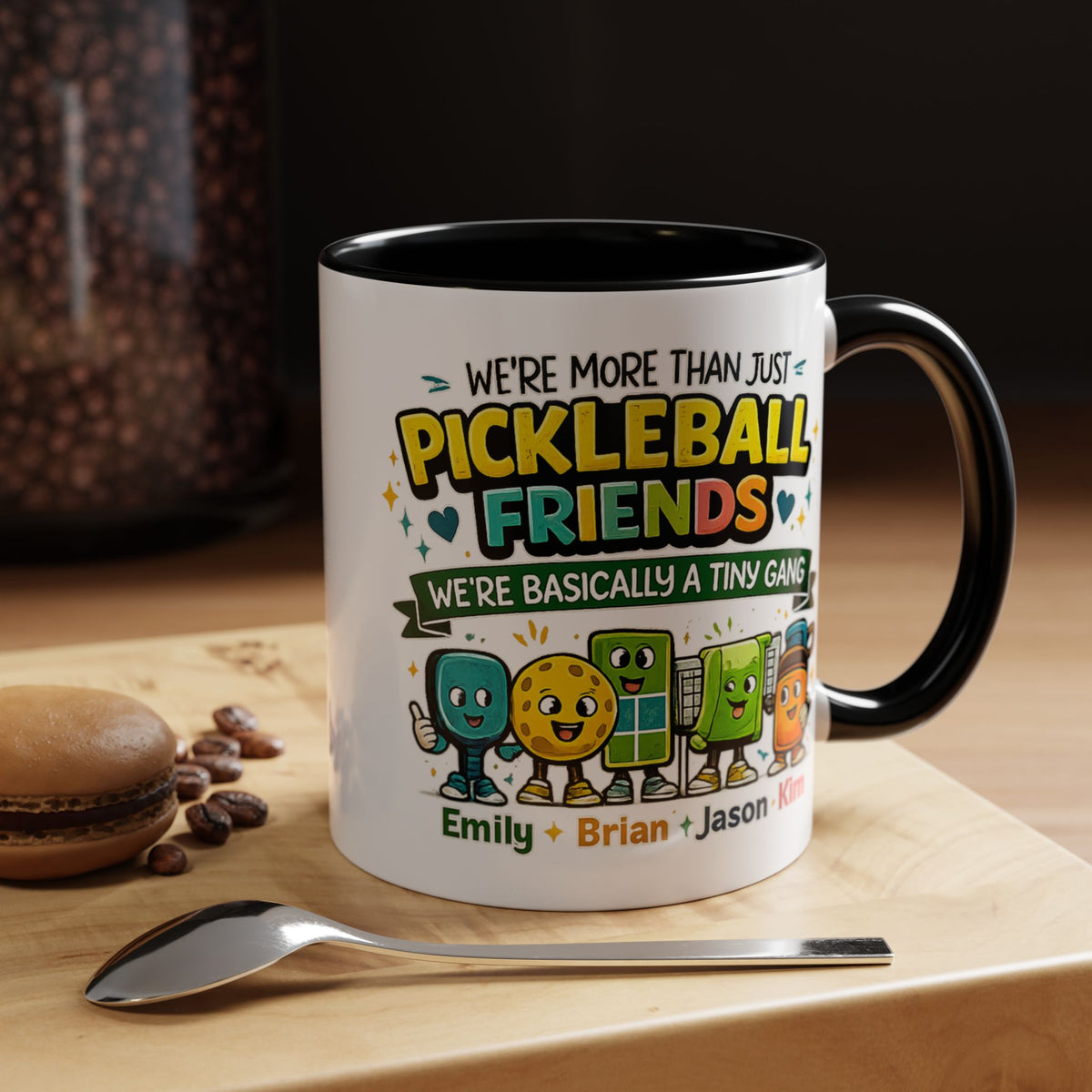 Personalized Pickleball Friends Mug, Custom Pickleball Team Coffee Mug with Names, Funny Pickleball Gift for Teammates and Best Friends
