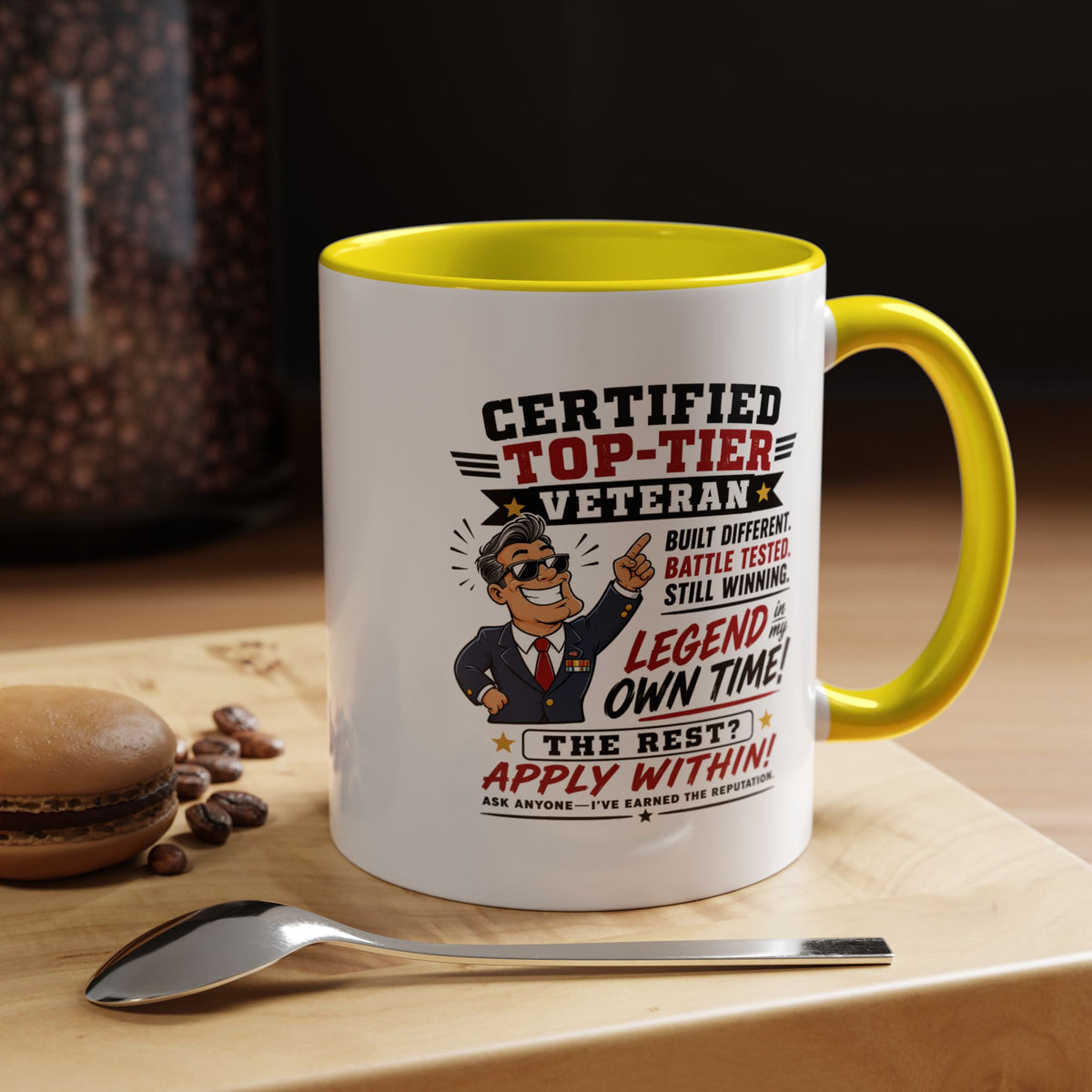 Funny Veteran Coffee Mug, Certified Top Tier Veteran Cup, Military Retirement Gift for Him, Veterans Day Birthday Present, Veteran Humor