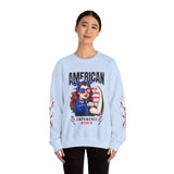 American Empowered Women Sweatshirt, Patriotic Rosie Style Crewneck, USA Flag Pullover, Fourth of July Outfit, Feminist Gift for Her