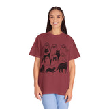 Ghost Cat Halloween Shirt, Cute Spooky Cats and Ghosts Graphic Tee, Cozy Pet Lover Gift, Minimal Black and White Fall Outfit for Women