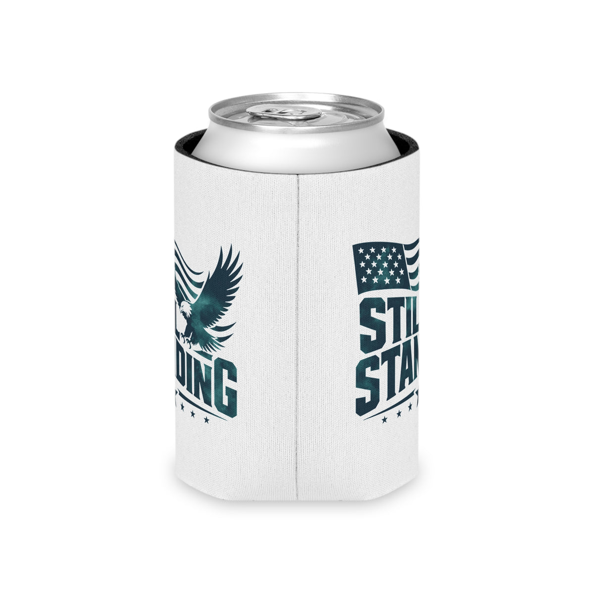 Still Standing Can Cooler, Patriotic Eagle Drink Holder, American Flag Beverage Sleeve, USA Pride Gift, Veteran Gift, Patriotic Party Favor