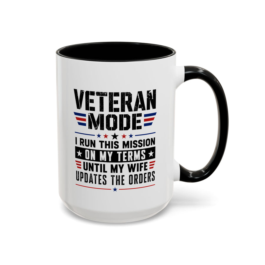 Funny Veteran Husband Mug, Veteran Mode Wife Updates Orders Coffee Cup, Military Spouse Gift for Retired Soldier, Anniversary or Birthday