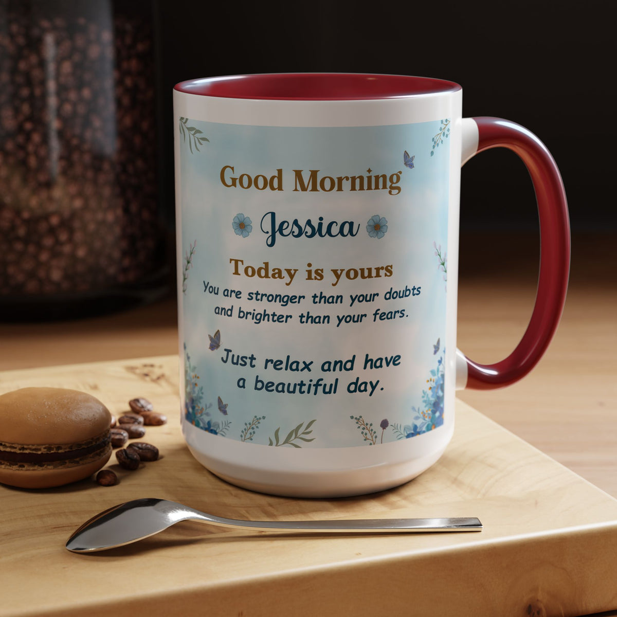 Personalized Good Morning Mug, Custom Name Coffee Mug, Inspirational Morning Cup, Positive Quote Mug, Encouragement Gift for Her