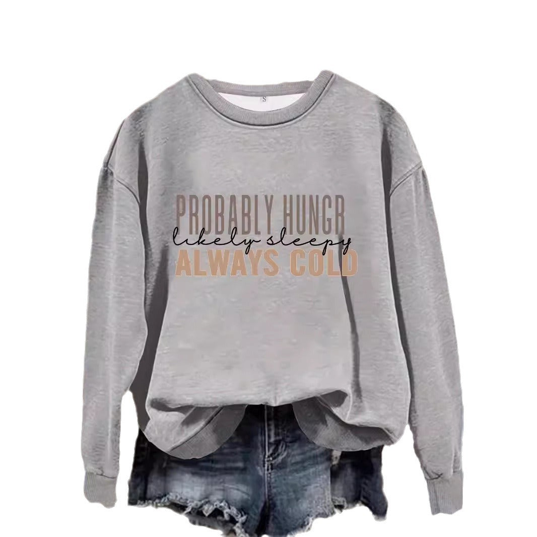 Round neck slogan printed pullover sweatshirt sweatshirt