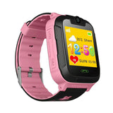 Pink and blue kids GPS smart watch with camera and cartoon dog display screen
