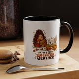 Personalized Sweater Weather Mug, Custom Name Fall Coffee Cup, Cozy Book Lover Gift for Her, Autumn Pumpkin and Reading Design