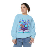 Book Lover Floral Sweatshirt, Open Book and Wildflower Crewneck, Reader Librarian Gift, Cozy Literary Pullover for Women and Teachers