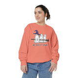 We Boo at Dawn Ghost Sweatshirt, Funny Halloween Witch Broom Pullover, Cute Spooky Season Gift for Friends and Ghost Lovers, October Outfit