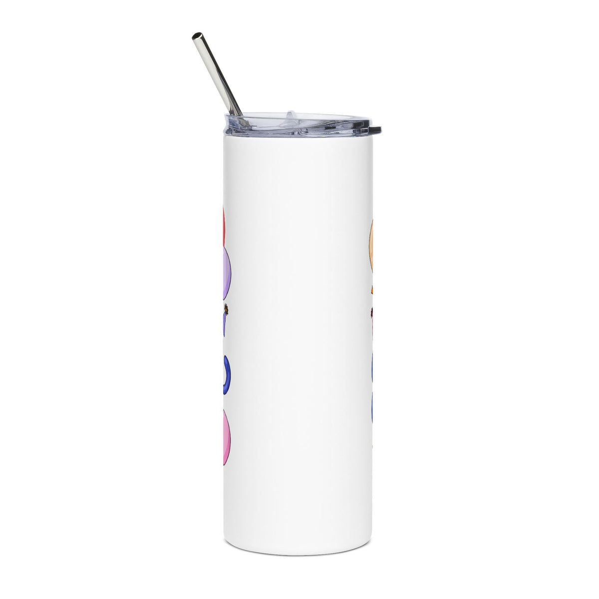 Happy Birthday to You Skinny Tumbler, Pink and Blue Balloons with Party Bunting, Colorful Drinkware Gift for a Sister or Best Friend's Day