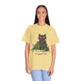 It Wasn't Me Black Cat Christmas Shirt, Funny Holiday T-Shirt, Mischievous Kitty Lights Tee, Gift for Cat Mom, Cat Dad, Christmas Party Top