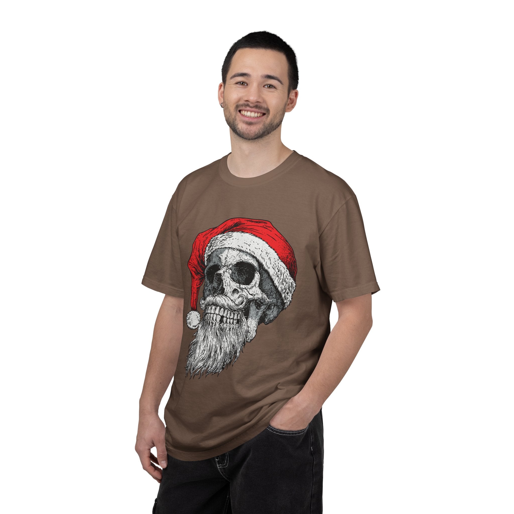 Skull Santa Shirt, Gothic Christmas T-Shirt, Creepy Holiday Skeleton Tee, Alternative Xmas Gift for Metalhead, Biker or Horror Fan