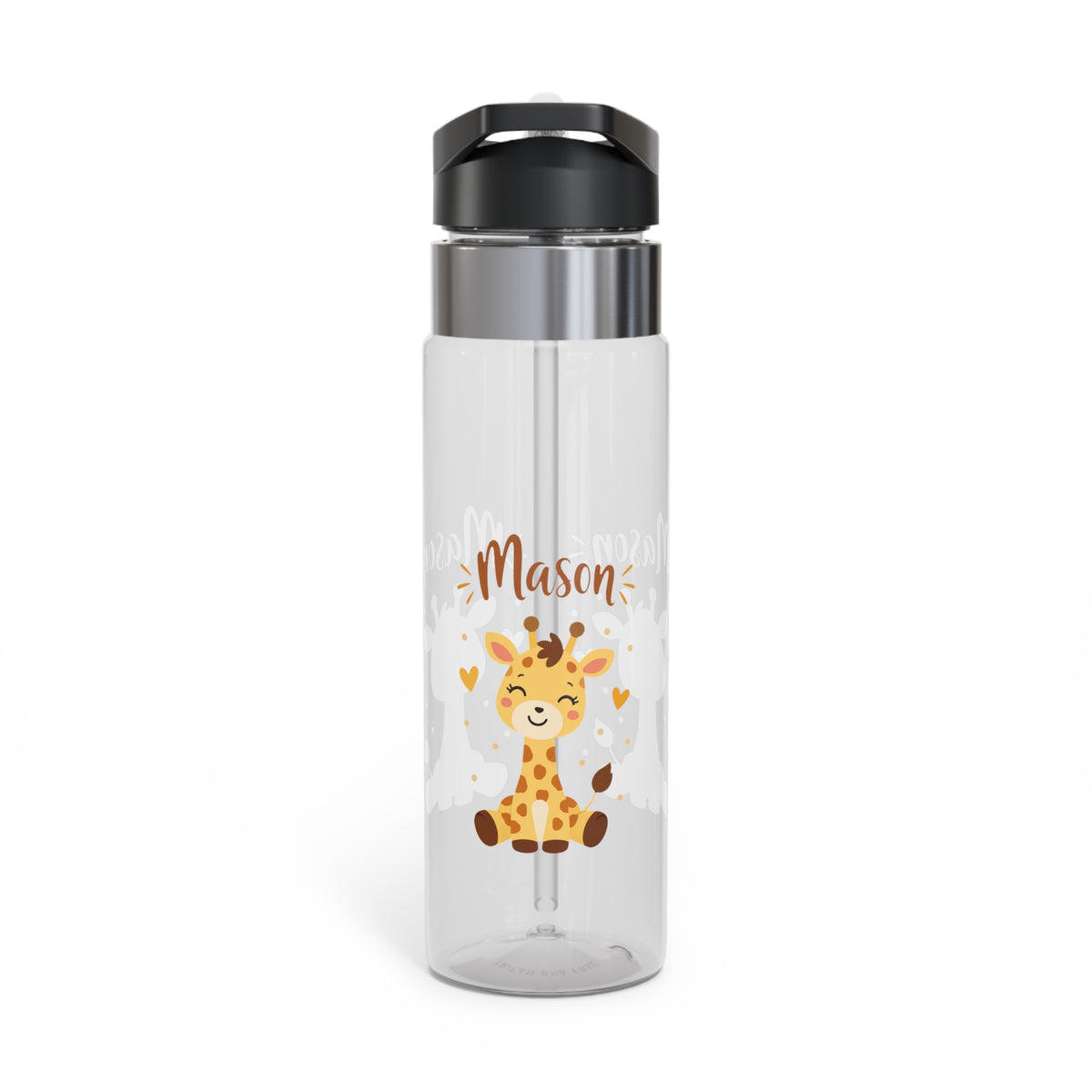 Giraffe Personalized Water Bottle, Custom Name Drink Bottle, Cute Animal Gift, School Water Bottle, Birthday Present, Reusable Kids Bottle