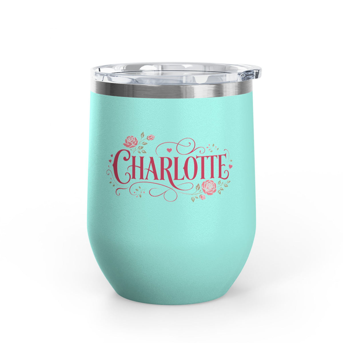 Personalized Wine Tumbler with Name, Floral Rose Drink Cup, Custom Gift for Her, Feminine Drinkware, Birthday Gift, Bridesmaid Gift