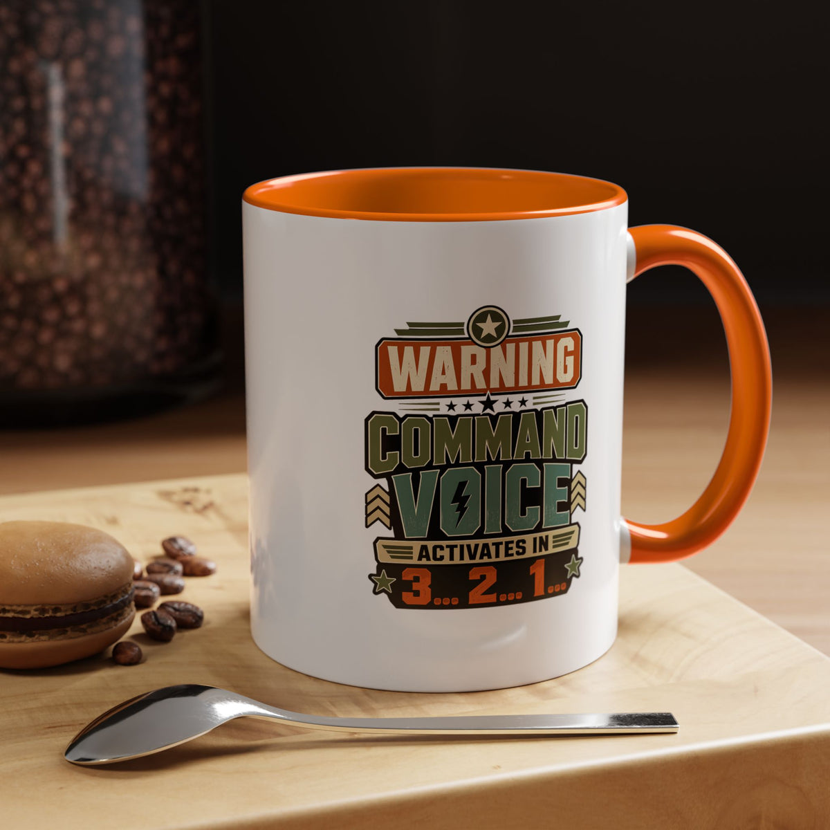 Funny Military Command Voice Mug, Warning Countdown Coffee Cup, Army Dad or Veteran Gift for Him, Retirement Birthday Humor Present