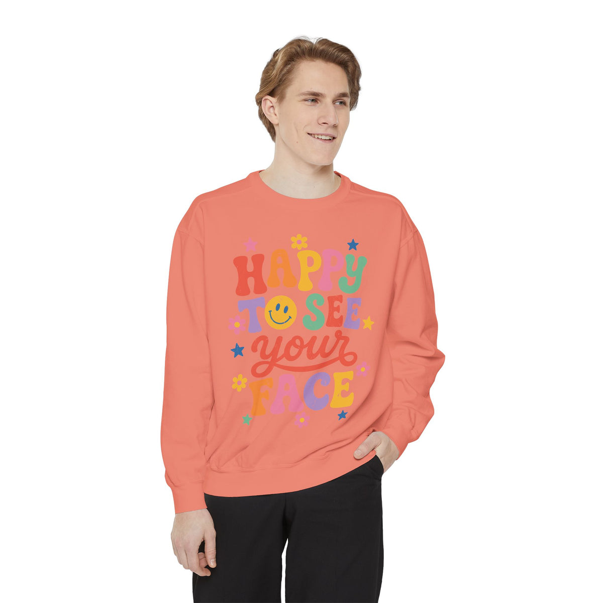 Happy to See Your Face Sweatshirt, Colorful Teacher Crewneck, Retro Classroom Shirt, Back to School Outfit, Educator Appreciation Gift