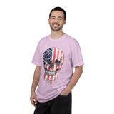 American Flag Skull Shirt, Distressed Patriotic Graphic for Biker Outfits, Fourth of July Style, Birthday Gift for Skull Art Lovers