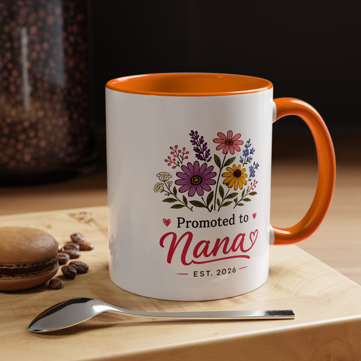 Promoted to Nana Mug, New Grandma Pregnancy Announcement Gift, Floral First Time Grandmother Coffee Cup, Baby Reveal Keepsake 2026