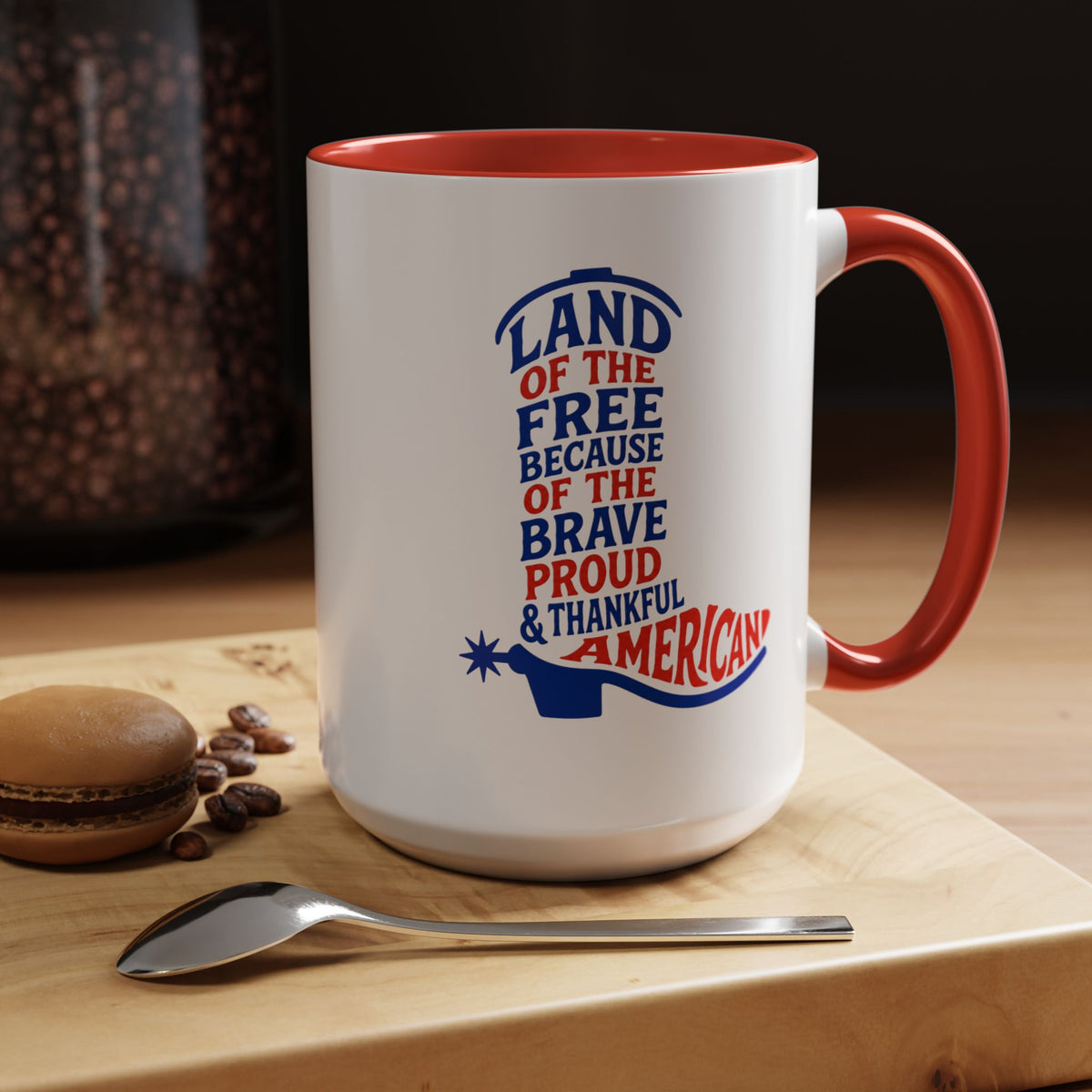 Land of the Free Because of the Brave Mug, Patriotic American Coffee Mug, Proud and Thankful USA Gift, Veteran Family Cup
