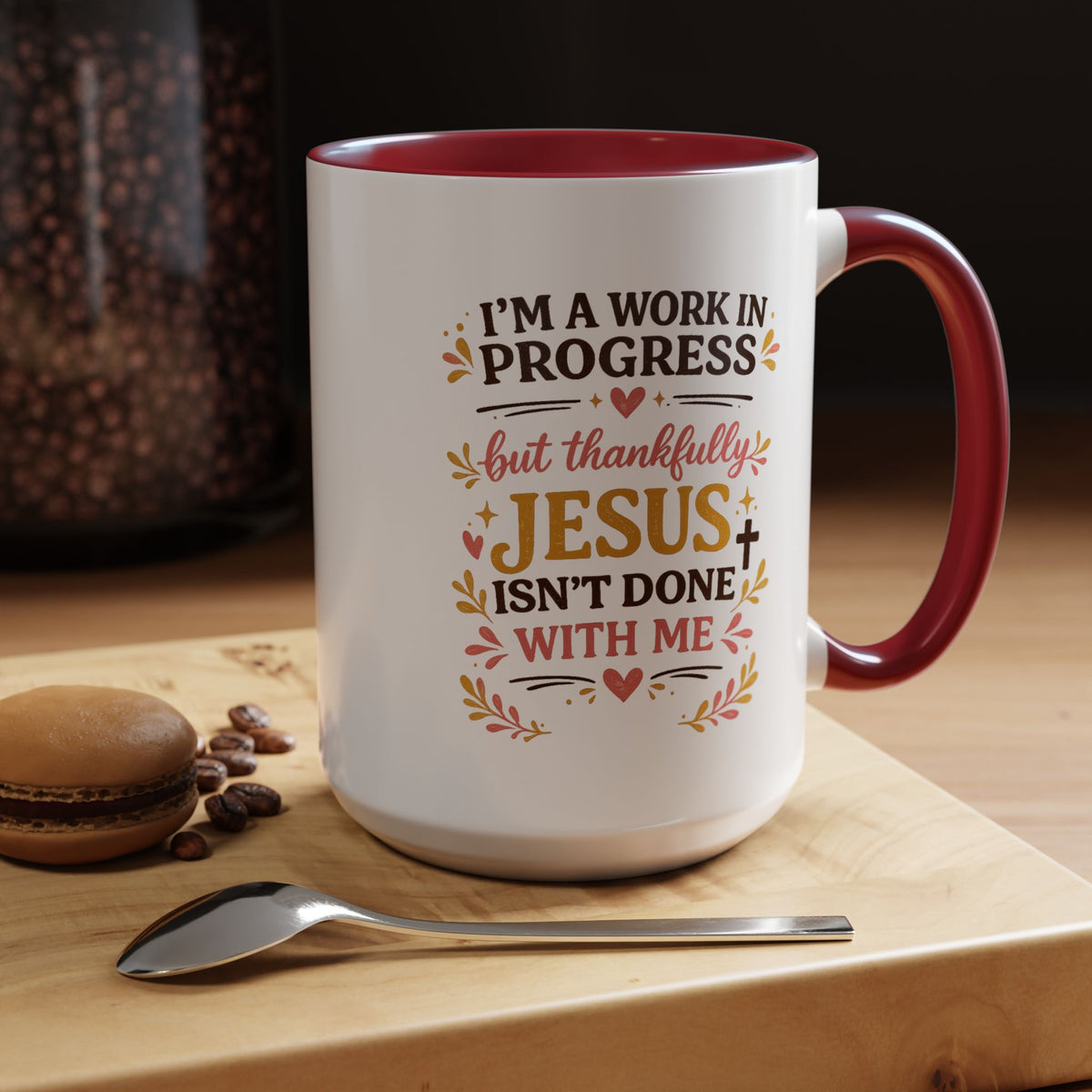 I'm a Work in Progress Christian Coffee Mug, Encouraging Faith Gift for Women, Inspirational Jesus Scriptures Ceramic Tea Cup, Religious Quote