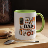Electrician Dad Fixer of Everything Coffee Mug, Father's Day Gift for Electricians, Lineman Papa Handyman Ceramic Tea Cup with Black Handle