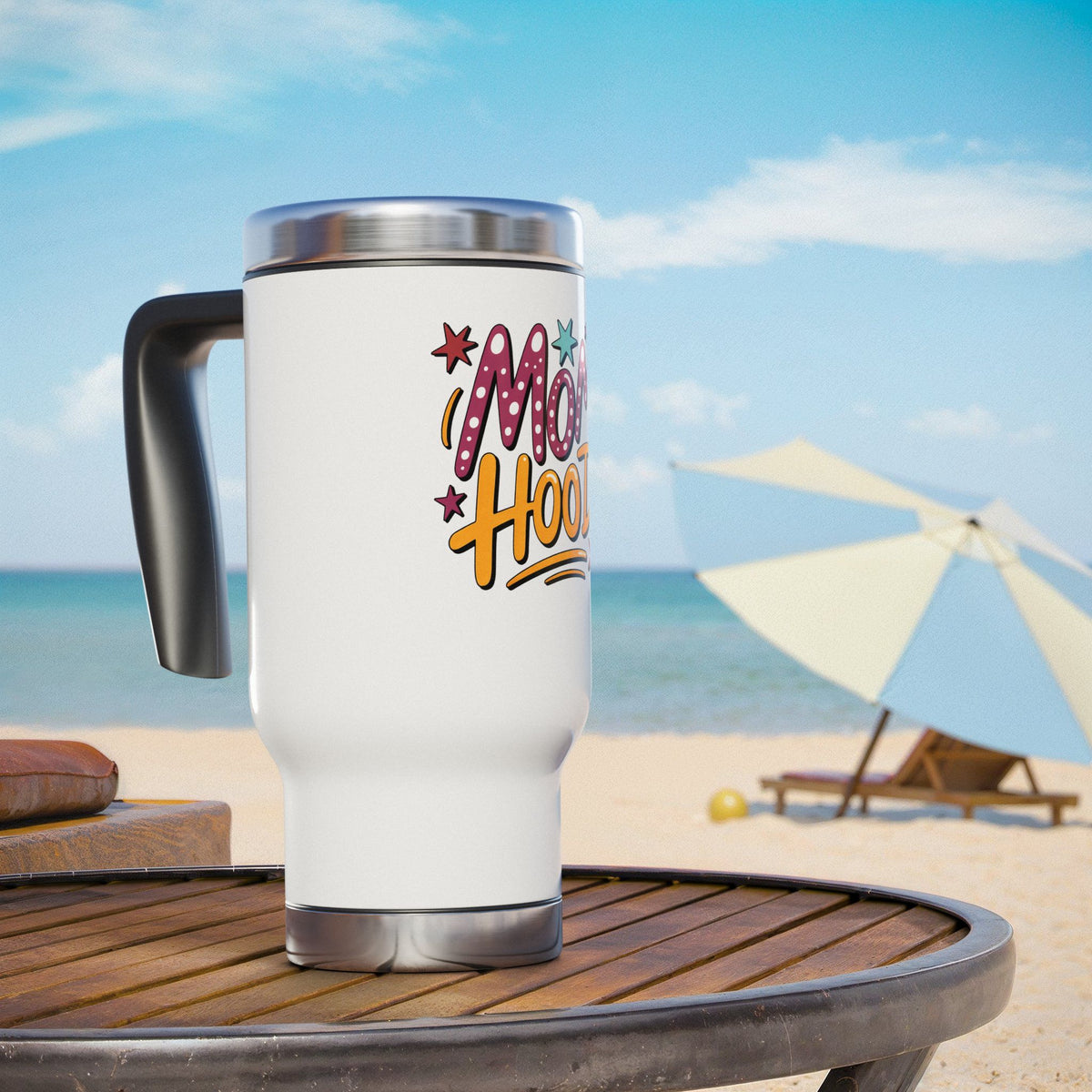 Mom Hood Stainless Steel Travel Mug, Funny Mom Coffee Cup, Motherhood Gift, Mom Life Drinkware, New Mom Gift, Birthday Gift for Mom