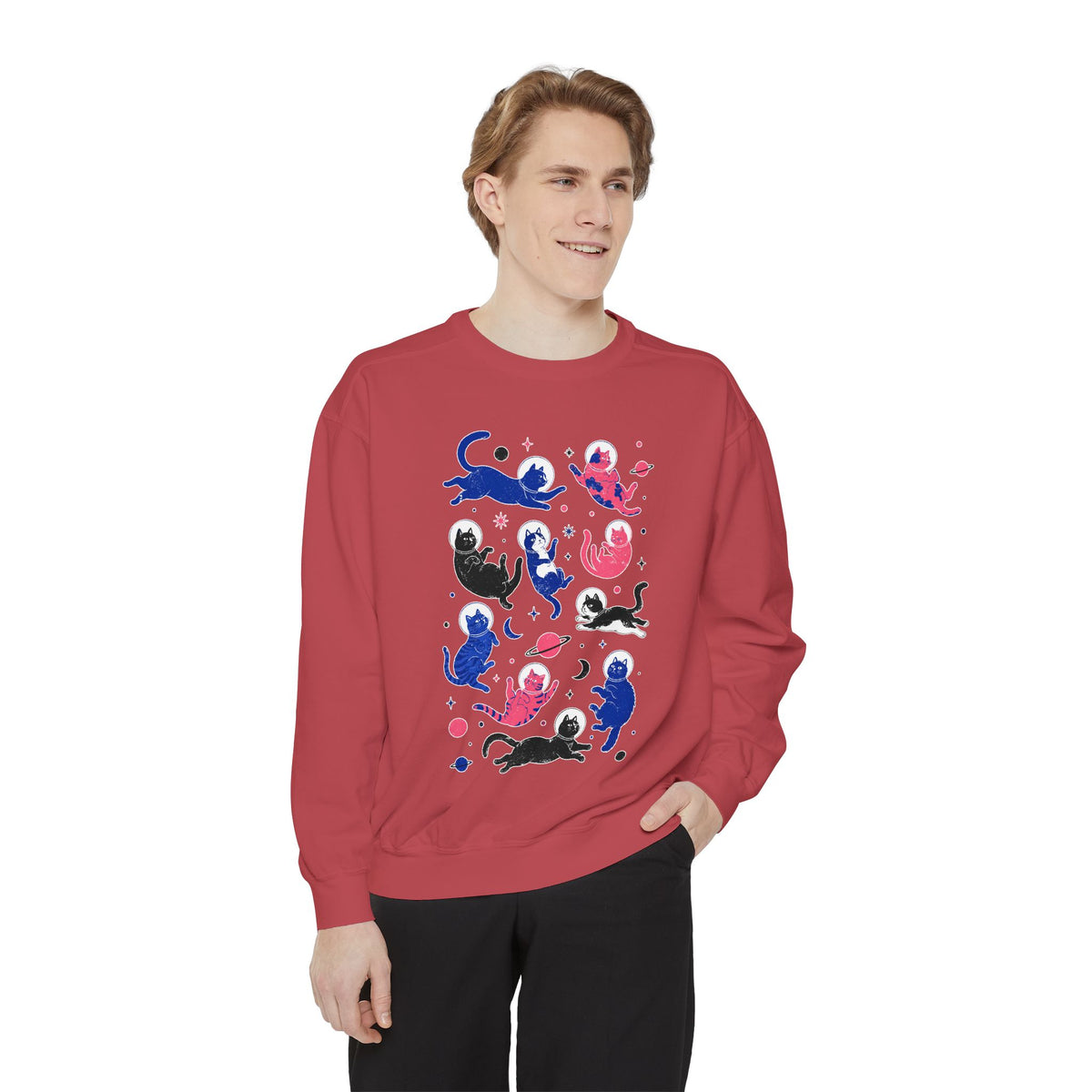 Space Cat Comfort Colors Sweatshirt, Astronaut Cat Graphic Crewneck, Galaxy Cat Lover Gift, Cute Cosmic Cat Sweatshirt