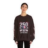 250 Live Free or Die Sweatshirt, Patriotic Skull Crewneck, American Flag Pullover, USA 250th Anniversary Gift, Fourth of July Top