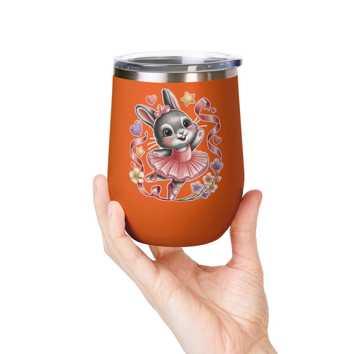 Ballet Bunny Wine Tumbler, Cute Pink Rabbit Cup, Gift for Ballerinas, Dance Students, Bunny Lovers and Ballet Besties