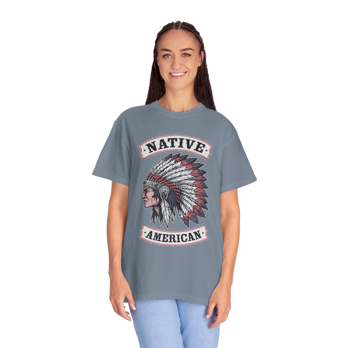 Native American Headdress Shirt, Patriotic USA Graphic Tee, Vintage American Eagle Style, Western Americana Gift, Fourth of July Shirt