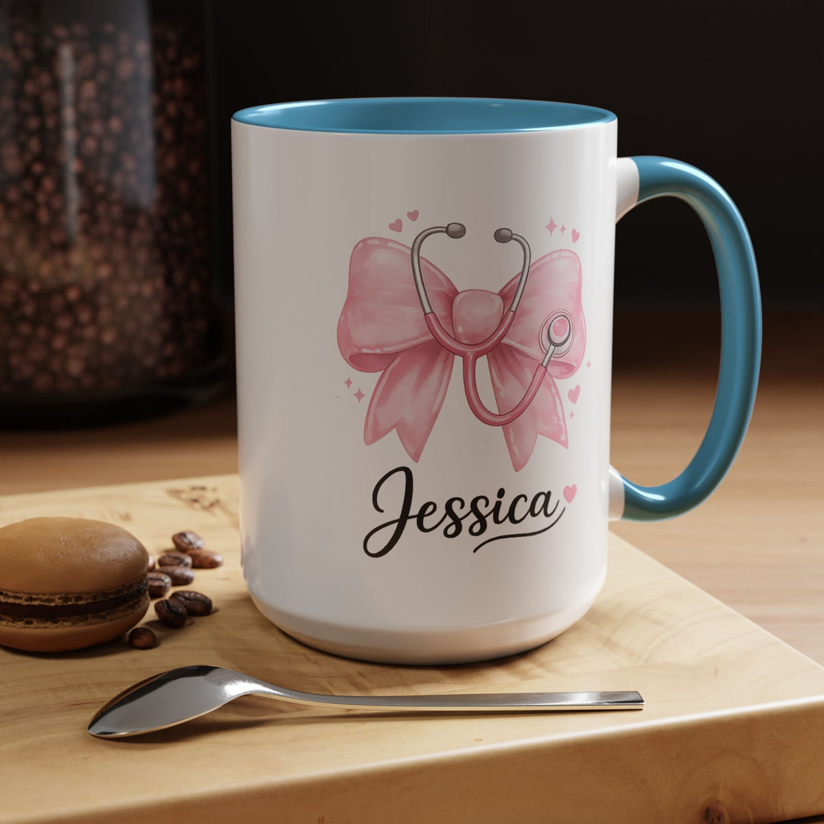 Personalized Nurse Mug, Custom Nurse Name Coffee Mug, Pink Stethoscope Gift, RN Appreciation Gift, Nurse Graduation Cup