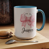 Personalized Nurse Mug, Custom Nurse Name Coffee Mug, Pink Stethoscope Gift, RN Appreciation Gift, Nurse Graduation Cup
