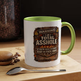 Funny Adult Humor Mug, Warning Total Asshole Coffee Mug, Sarcastic Gift for Men, Offensive Humor Cup, Funny Friend Gift