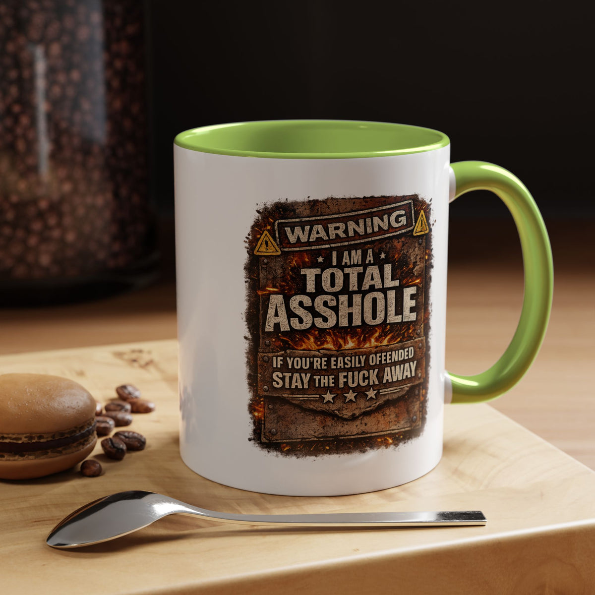 Funny Adult Humor Mug, Warning Total Asshole Coffee Mug, Sarcastic Gift for Men, Offensive Humor Cup, Funny Friend Gift