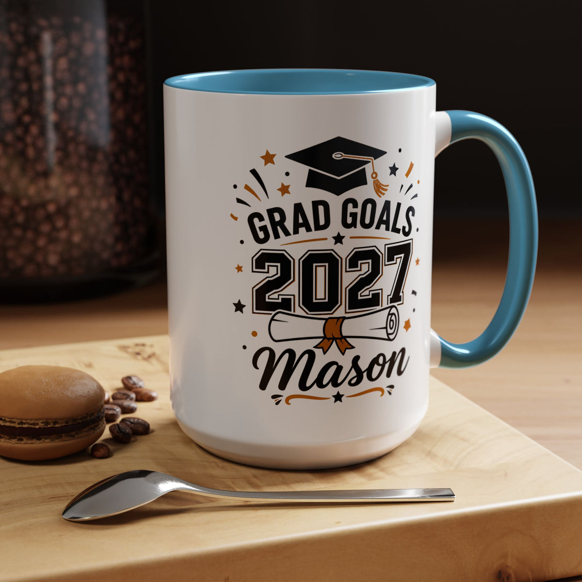 Personalized Graduation Mug, Grad Goals 2027 Coffee Cup, Custom Name Gift for Him, High School or College Senior, Proud Family Present