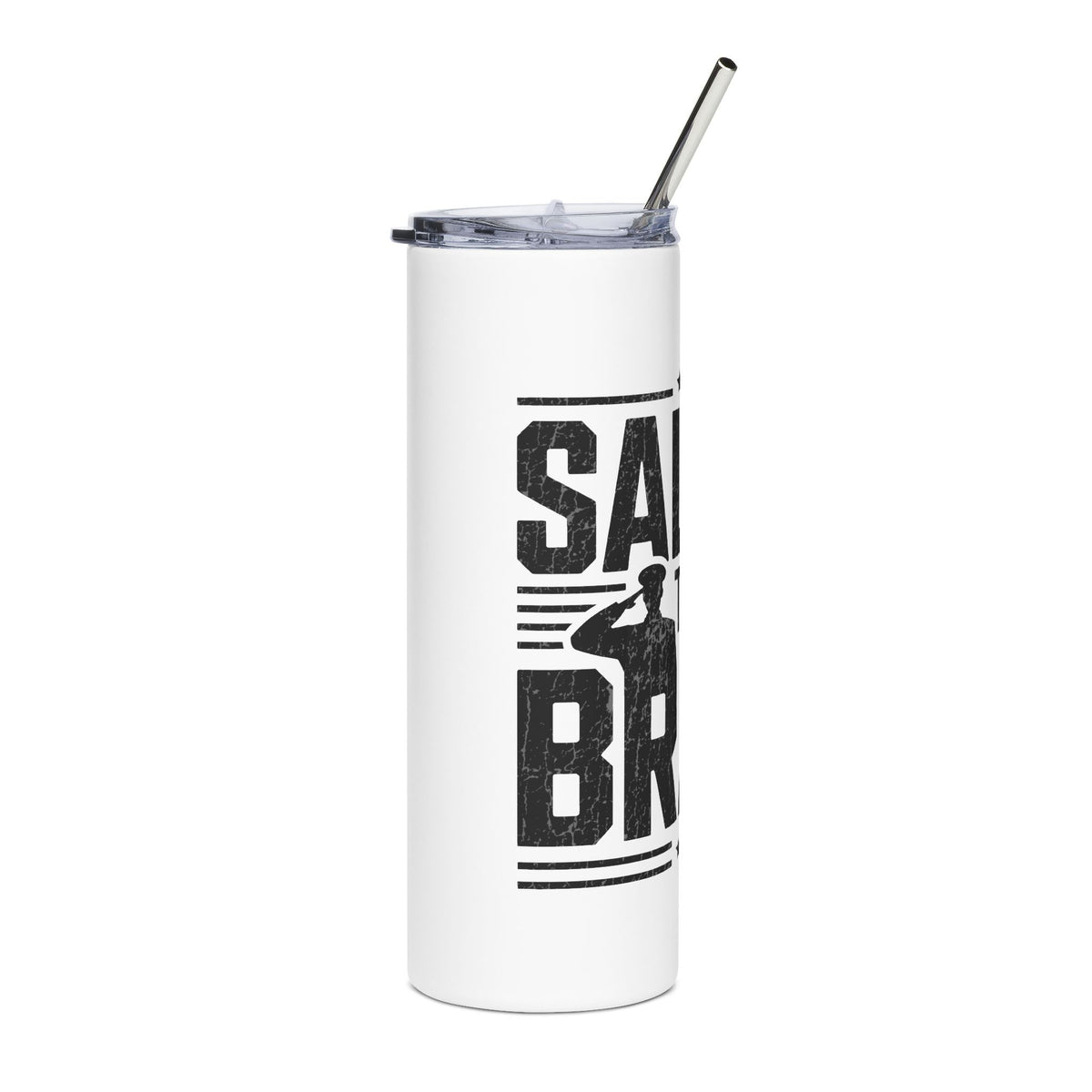 Patriotic Skinny Tumbler, Salute the Brave Travel Cup, Military Veteran Gift, American Pride Drinkware, USA Patriotic Gift for Him