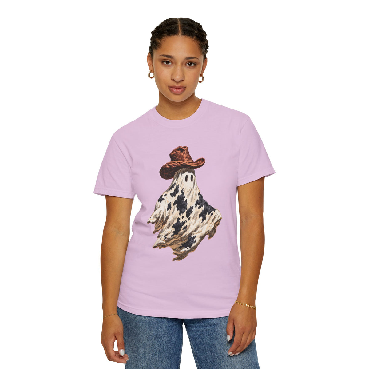 Western Ghost Halloween Shirt, Cowboy Hat Spooky Graphic Tee, Cute Vintage Fall Gift for Cowgirl, Country October Outfit for Women