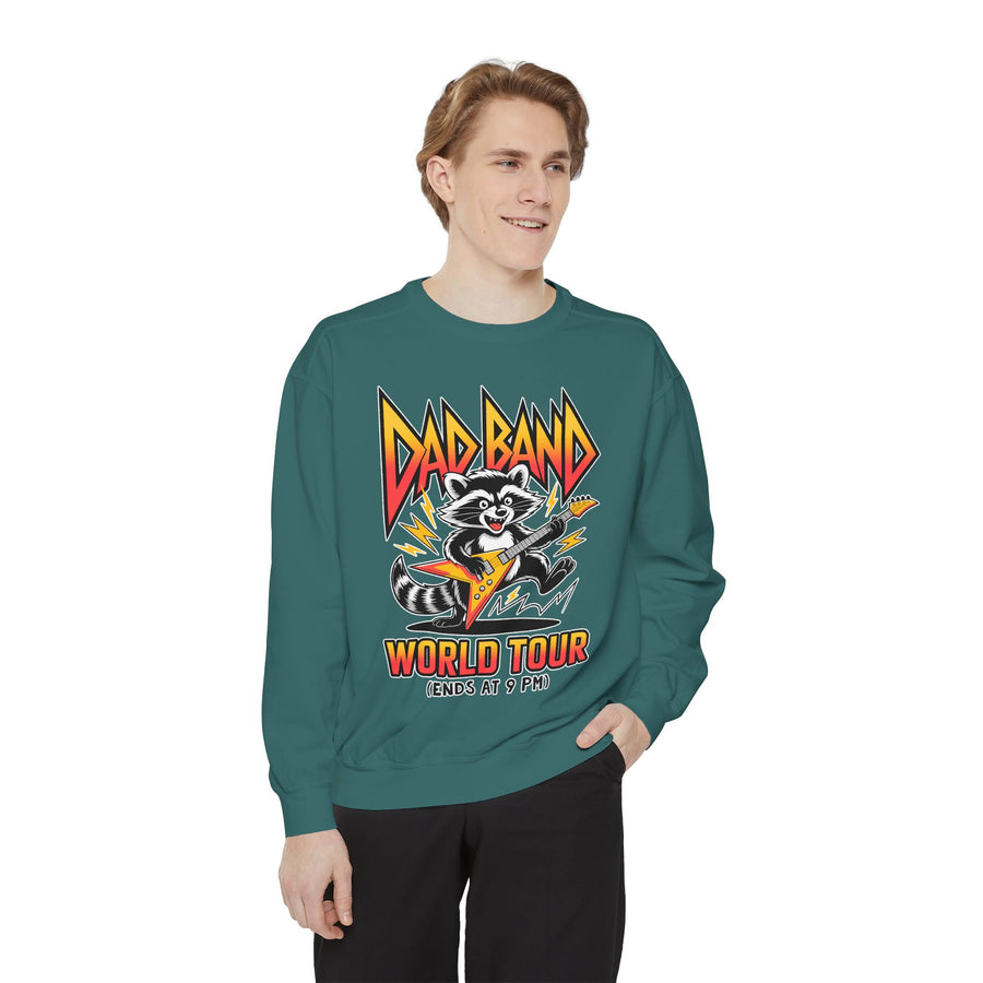 Funny Dad Band Comfort Colors Sweatshirt, Raccoon Rock Band Crewneck, World Tour Ends at 9 PM Sweatshirt, Father's Day Gift