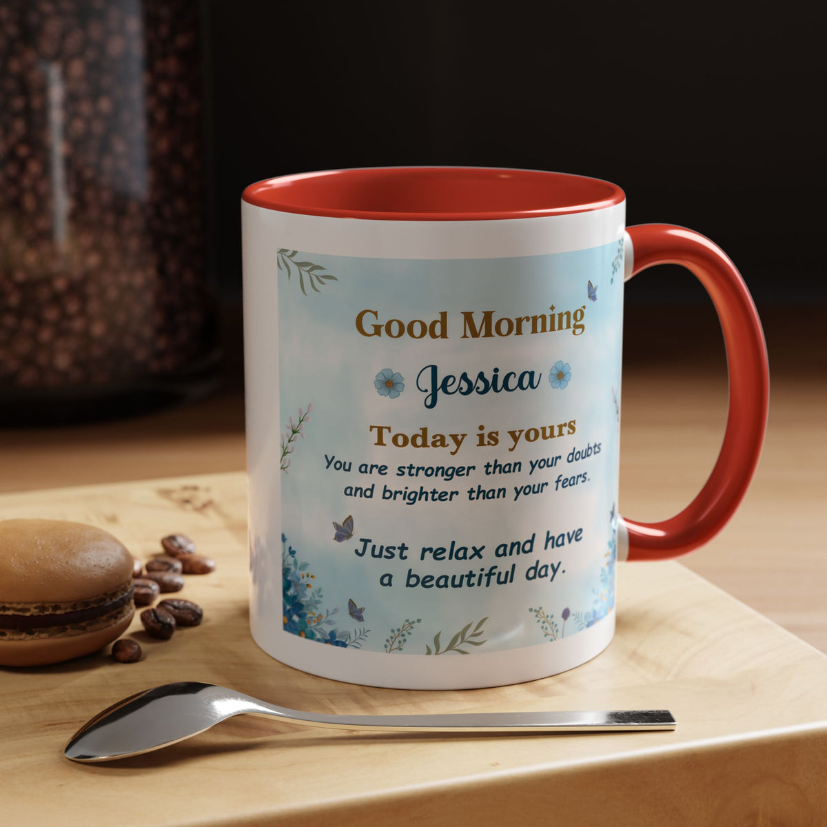 Personalized Good Morning Mug, Custom Name Coffee Mug, Inspirational Morning Cup, Positive Quote Mug, Encouragement Gift for Her