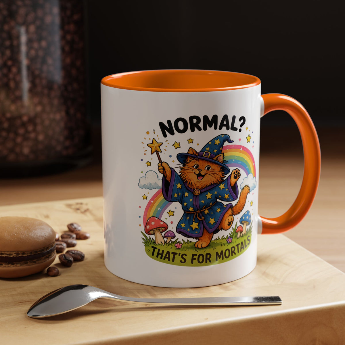 Funny Wizard Cat Mug, Normal That's For Mortals Coffee Mug, Magical Cat Lover Gift, Fantasy Wizard Kitty Mug for Book Lovers
