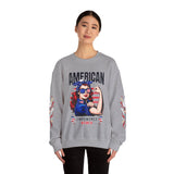 American Empowered Women Sweatshirt, Patriotic Rosie Style Crewneck, USA Flag Pullover, Fourth of July Outfit, Feminist Gift for Her