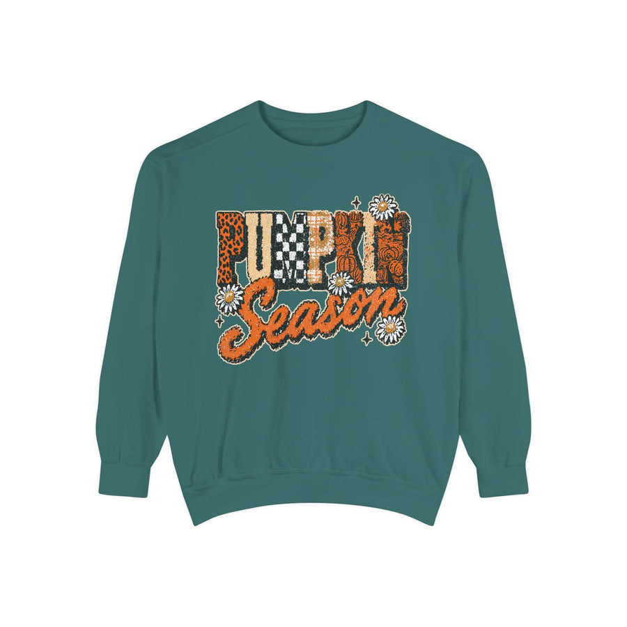 Pumpkin Season Sweatshirt, Retro Leopard Checker Fall Pullover, Cute Autumn Gift for Women, Cozy Thanksgiving October Outfit for Her